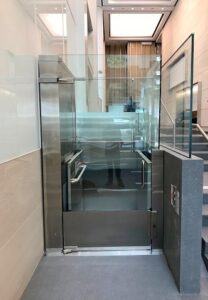 Front view of Glass Wheelchair lift