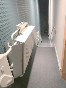 Wheelchair Lift folded up to save space