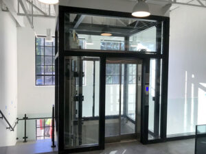 Commercial Glass Elevator with doors closed