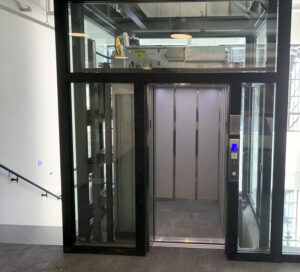 Commercial Glass Elevator with open doors