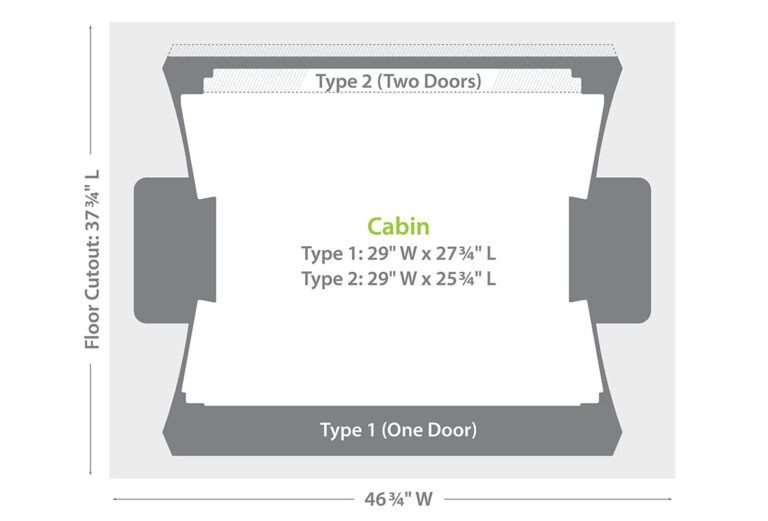 Sizes for optional two-door-model for Luma Lift