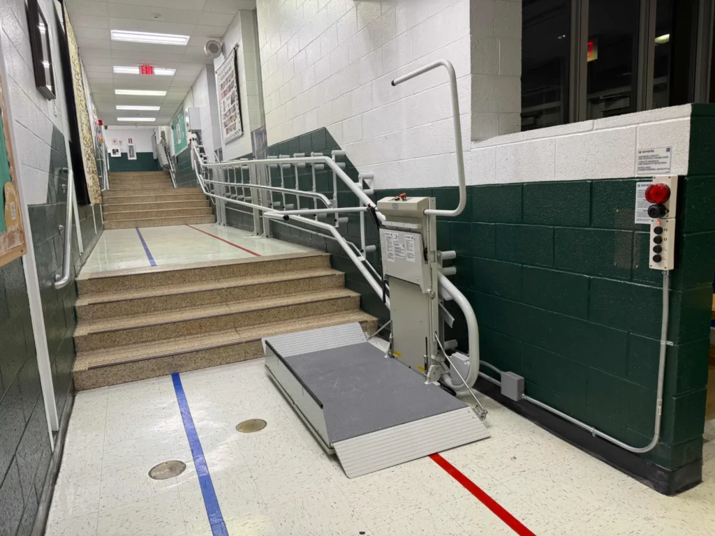 Pegasus inclined platform lift in a school